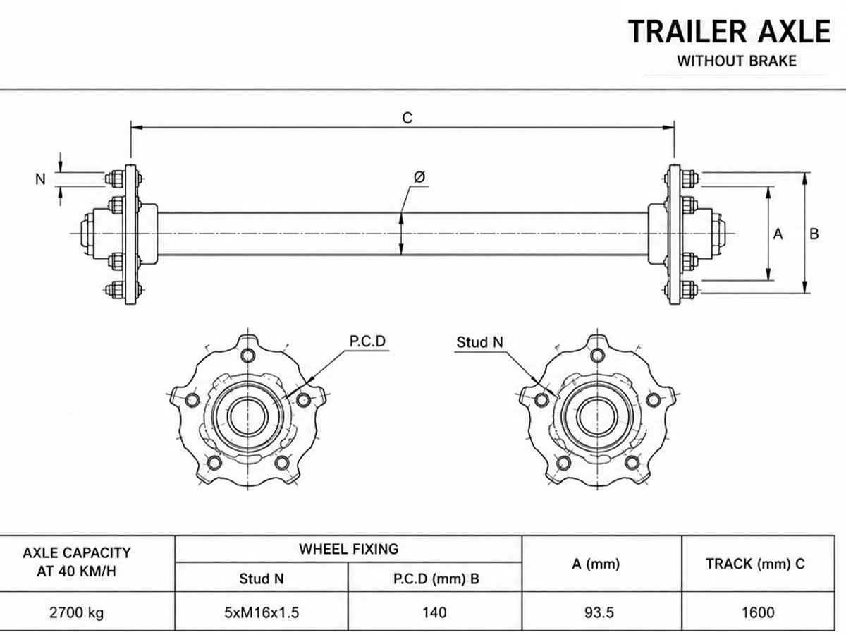 Unbraked Trailer Axle Project For Korean Customer | Custom Trailer Axle ...